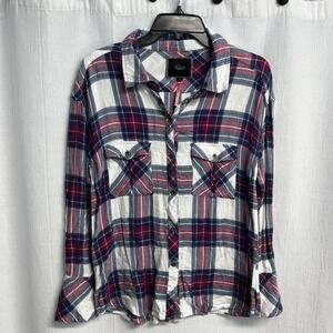 Rails x Free People Plaid Button Down Shirt Navy Red White Hunter Flannel Small